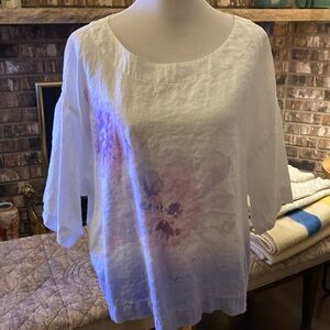 J JILL 100% linen scoop neck three quarter sleeves top shirt. Beautiful pastels